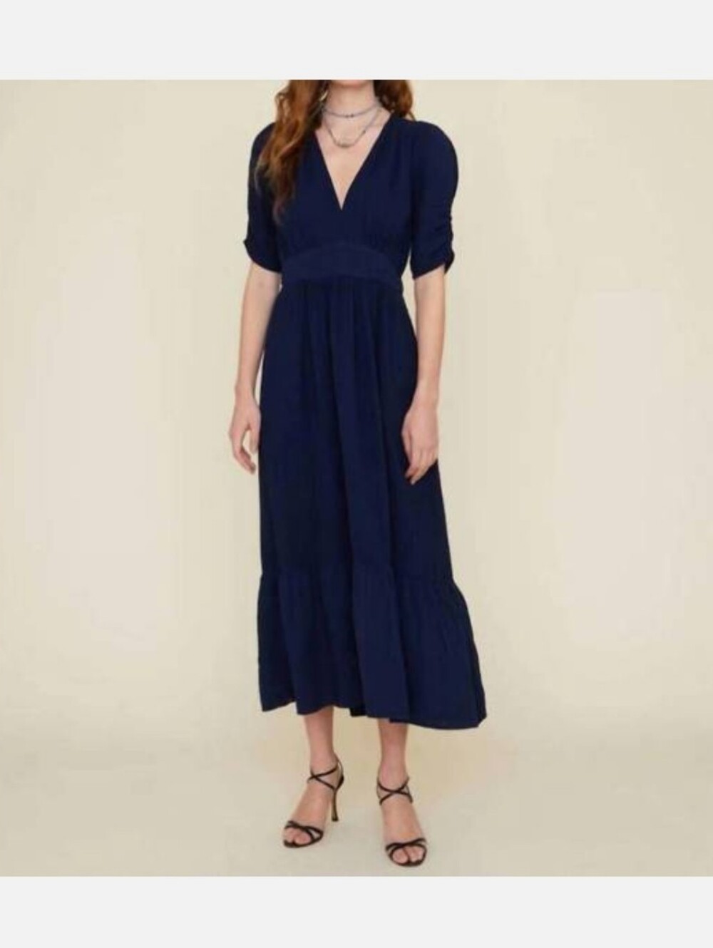 XIRENA BRINLEY COTTON MIDI DRESS IN NAVY